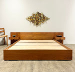 Load image into Gallery viewer, Mid-Century Teak Queen Size Bed + Floating Nightstands Mr. Mansfield Vintage