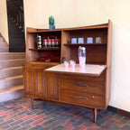 Broyhill Premier Sculptra walnut credenza and hutch from 1966