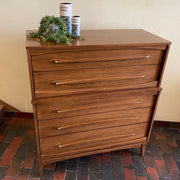 Walnut KROEHLER Tallboy 5 Drawer Dresser