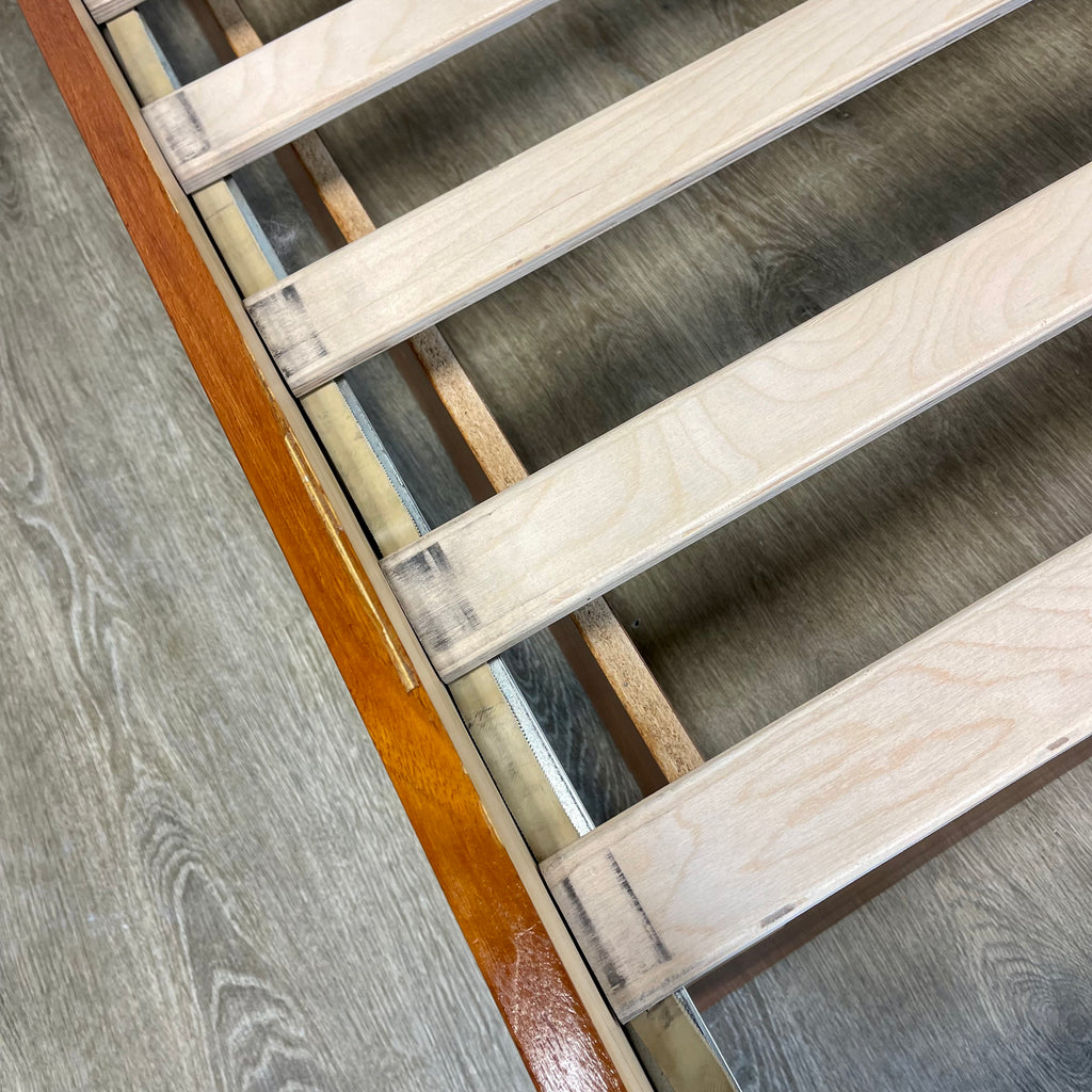 Midcentury Teak Queen Size Platform Bed + Floating Nightstands - Mr. Mansfield Vintage