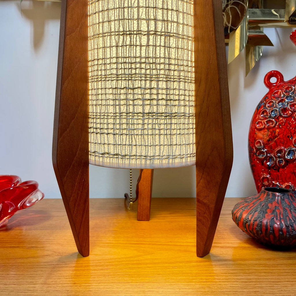 Midcentury Teak Rocket Table Lamp Mr. Mansfield Vintage