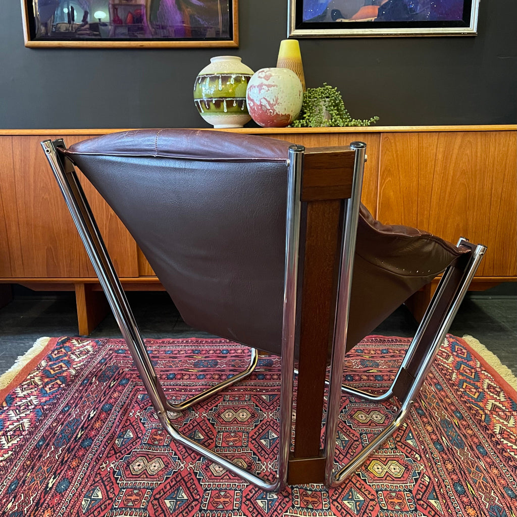 Indian rosewood frame detail on Sonic lounge chair