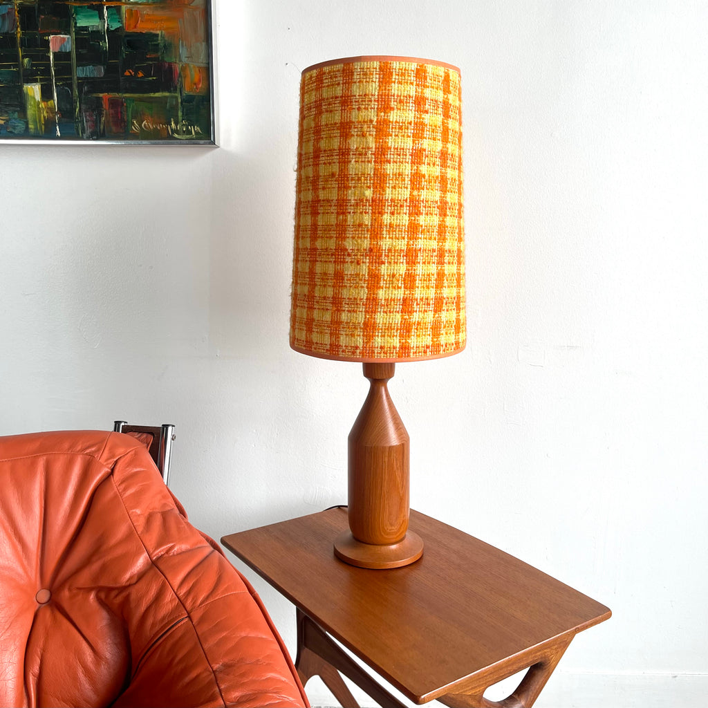 Solid Teak Lamp / Original Shade