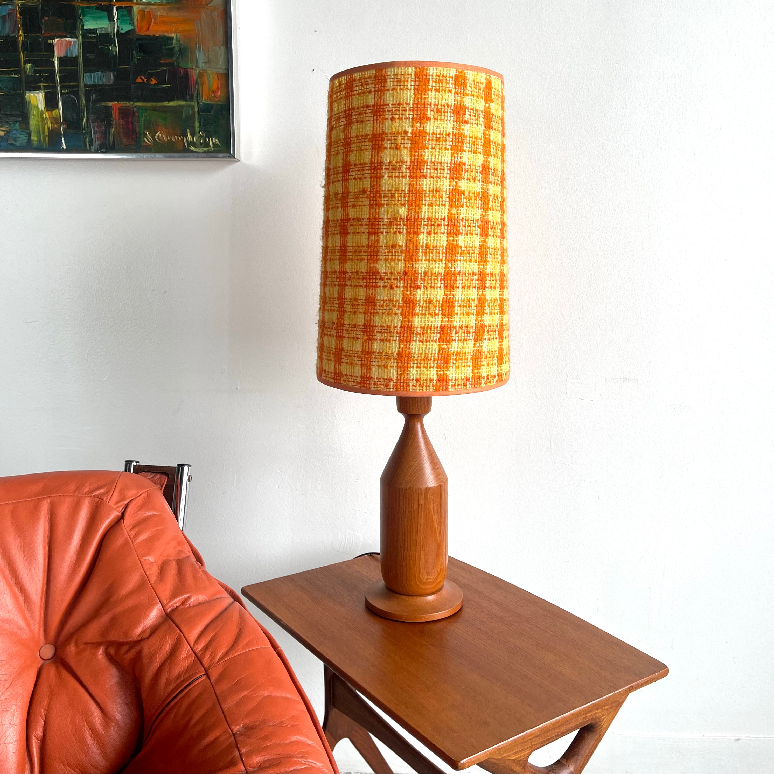 Solid Teak Lamp / Original Shade