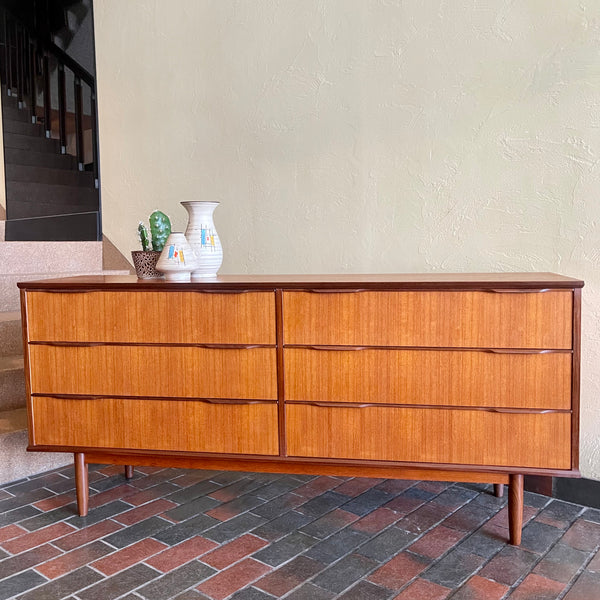 Danish 6 Drawer Teak Dresser +  Afromosia Teak Handles