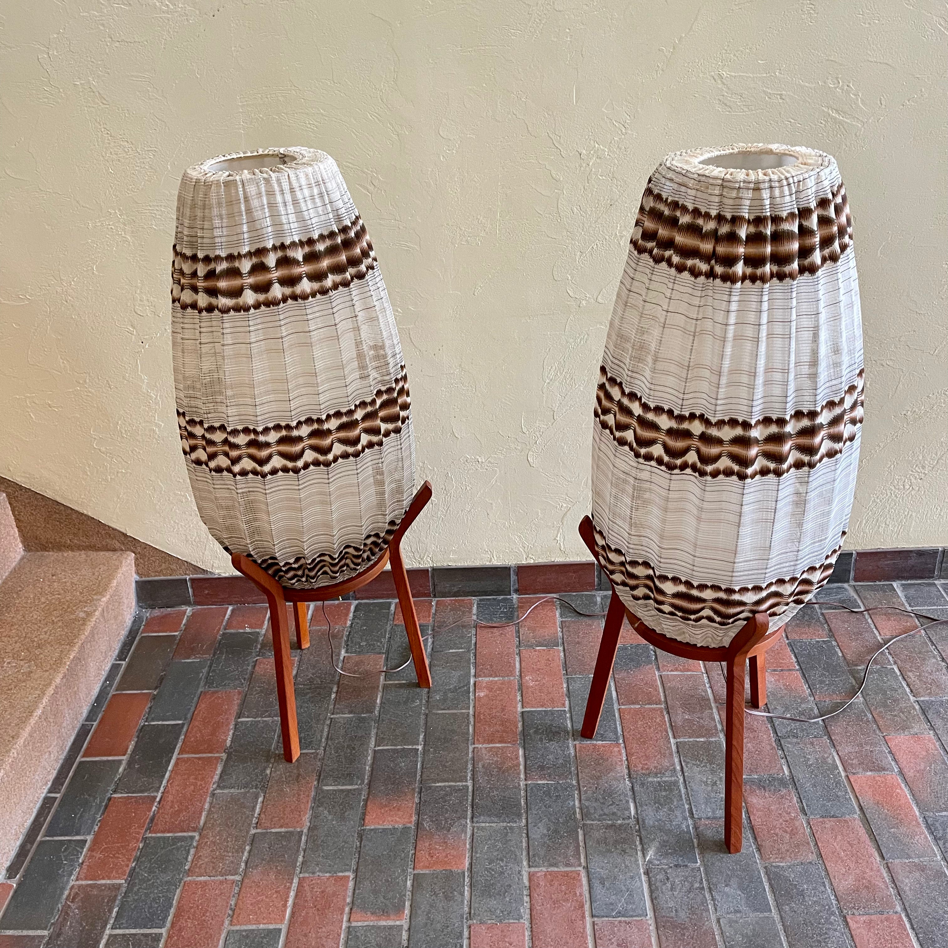 1960s Danish Teak Tripod Pod Floor Lamps