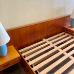 Mid-Century Teak Queen Size Platform Bed + Floating Nightstands Mansfield Vintage