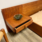 Mid-Century Teak Queen Size Bed + Floating Nightstands Mr. Mansfield Vintage