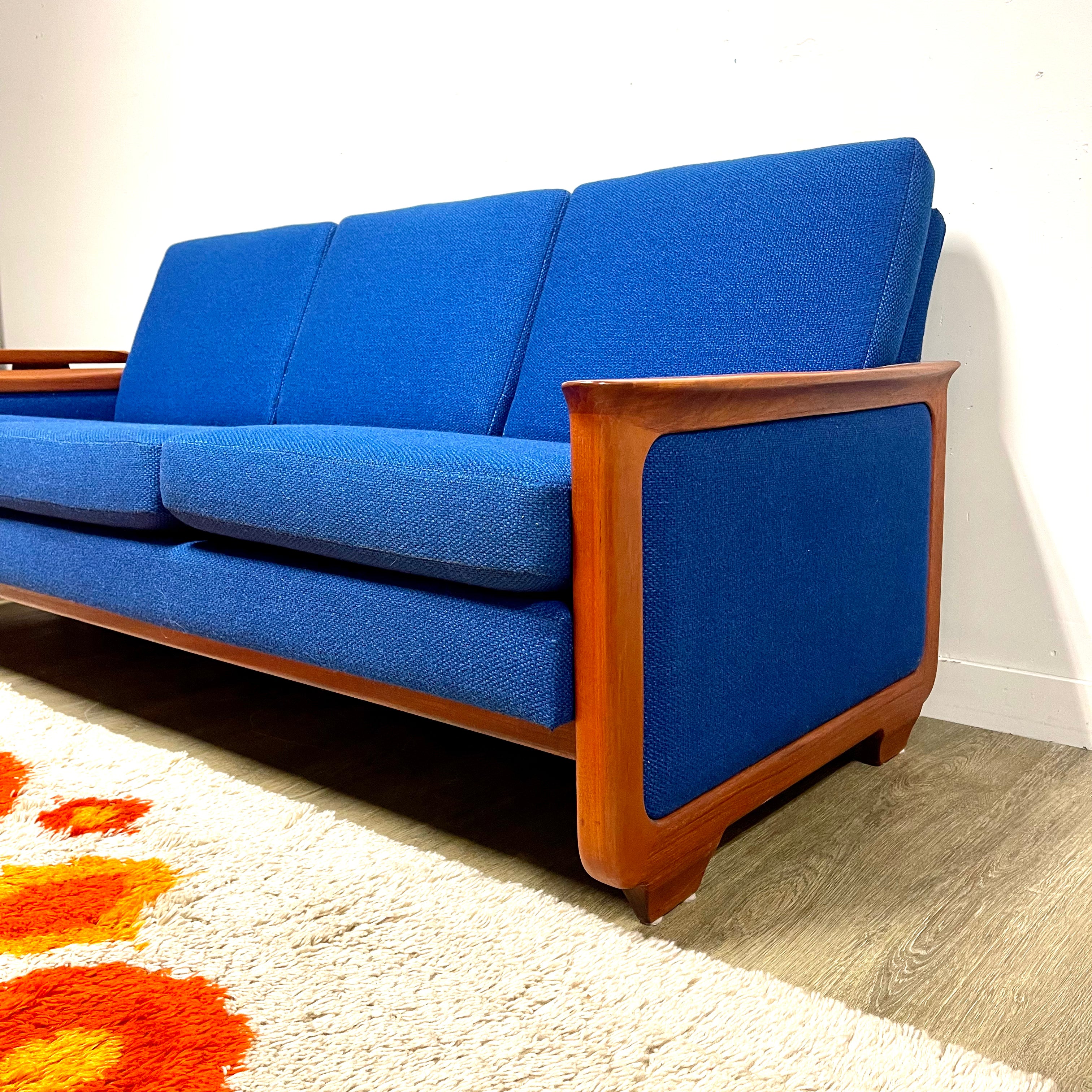 R. Huber Sofa + Original Royal Blue Upholstery + New Foam