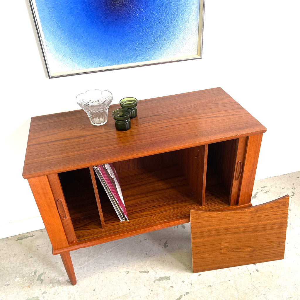 Danish Teak Tambour Door Bar/Record Cabinet