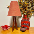 Midcentury Teak Tripod Rocket Table Lamp Mr. Mansfield Vintage