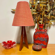 Midcentury Teak Tripod Rocket Table Lamp Mr. Mansfield Vintage