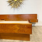 Midcentury Teak Queen Size Platform Bed + Floating Nightstands - Mr. Mansfield Vintage