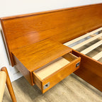 Midcentury Teak Queen Size Platform Bed + Floating Nightstands - Mr. Mansfield Vintage