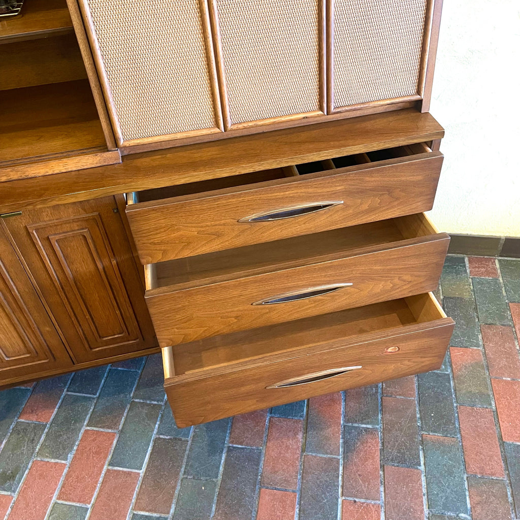 Broy-Glide drawer detail on Broyhill Sculptra credenza
