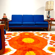 R. Huber Sofa + Original Royal Blue Upholstery + New Foam