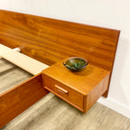 Mid-Century Teak Queen Size Bed + Floating Nightstands - Mr. Mansfield Vintage