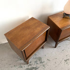 Vintage Diamond Front Satin Walnut Bedside Tables - Mr. Mansfield Vintage