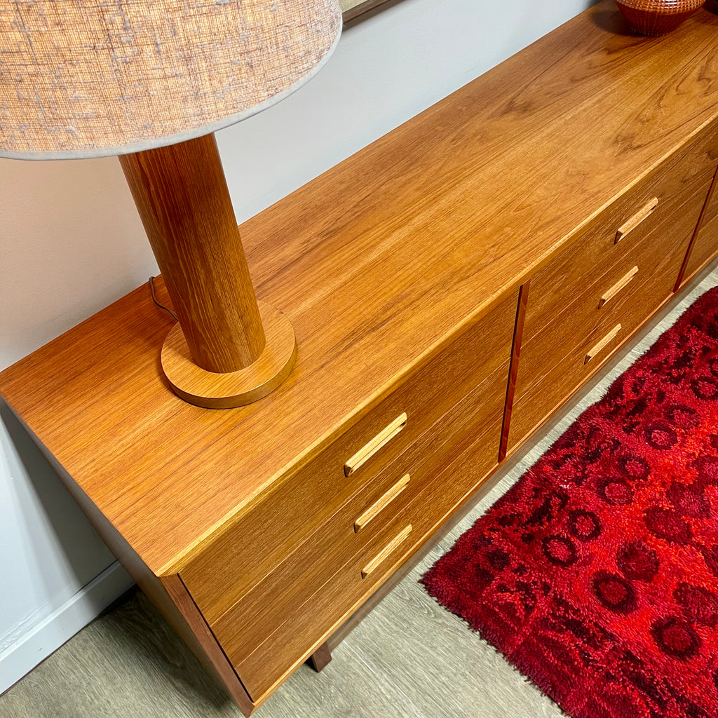 Teak 9 Drawer Dresser Mr. Mansfield Vintage