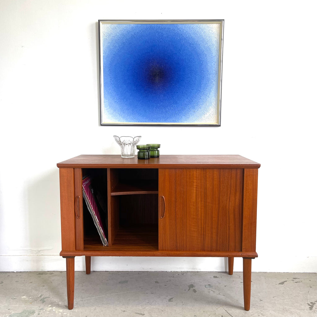 Danish Teak Tambour Door Bar/Record Cabinet