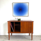 Danish Teak Tambour Door Bar/Record Cabinet