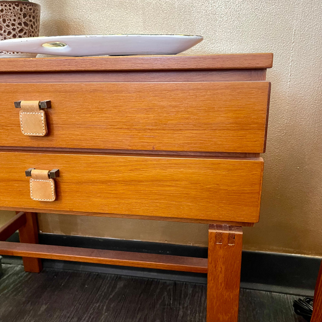 Midcentury Teak Mirror + Entranceway Consul Table Mansfield Vintage