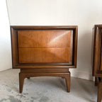 Vintage Diamond Front Satin Walnut Bedside Tables - Mr. Mansfield Vintage