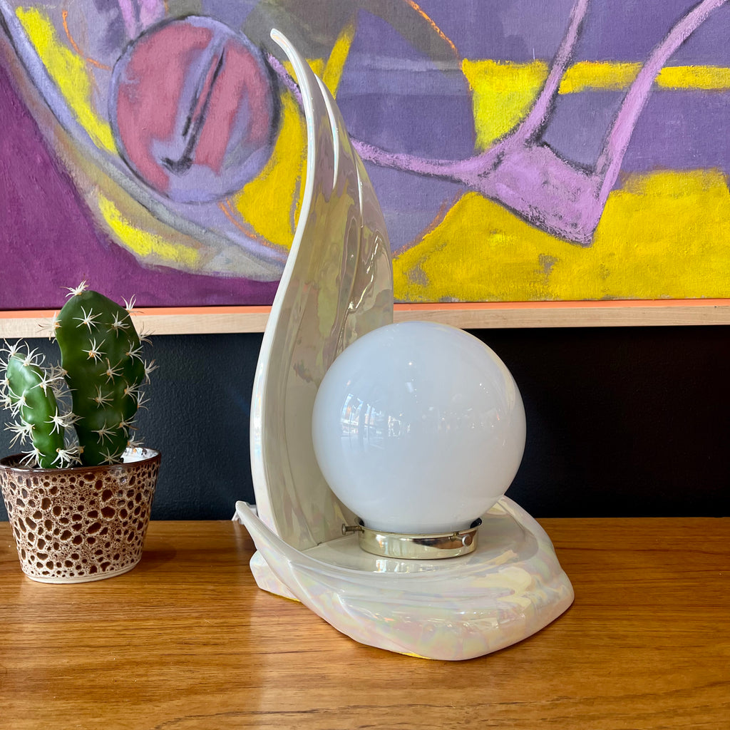 Opalescent VITREX Ceramic 80s DECO Table Lamp Mr. Mansfield Vintage