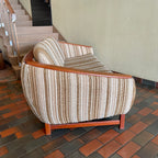 Huber Barrel Back Teak Sofa and Lounge Chair