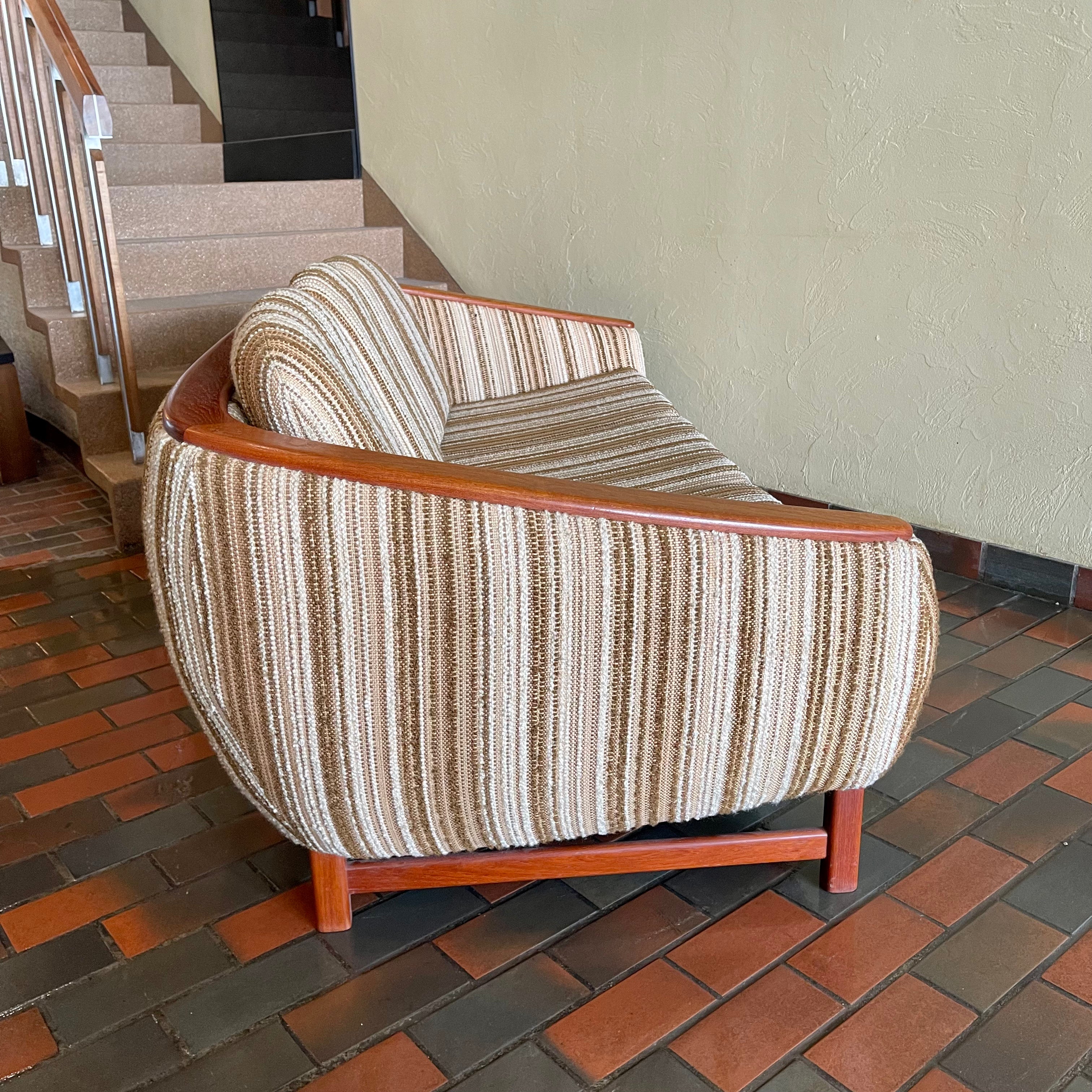 Huber Barrel Back Teak Sofa and Lounge Chair