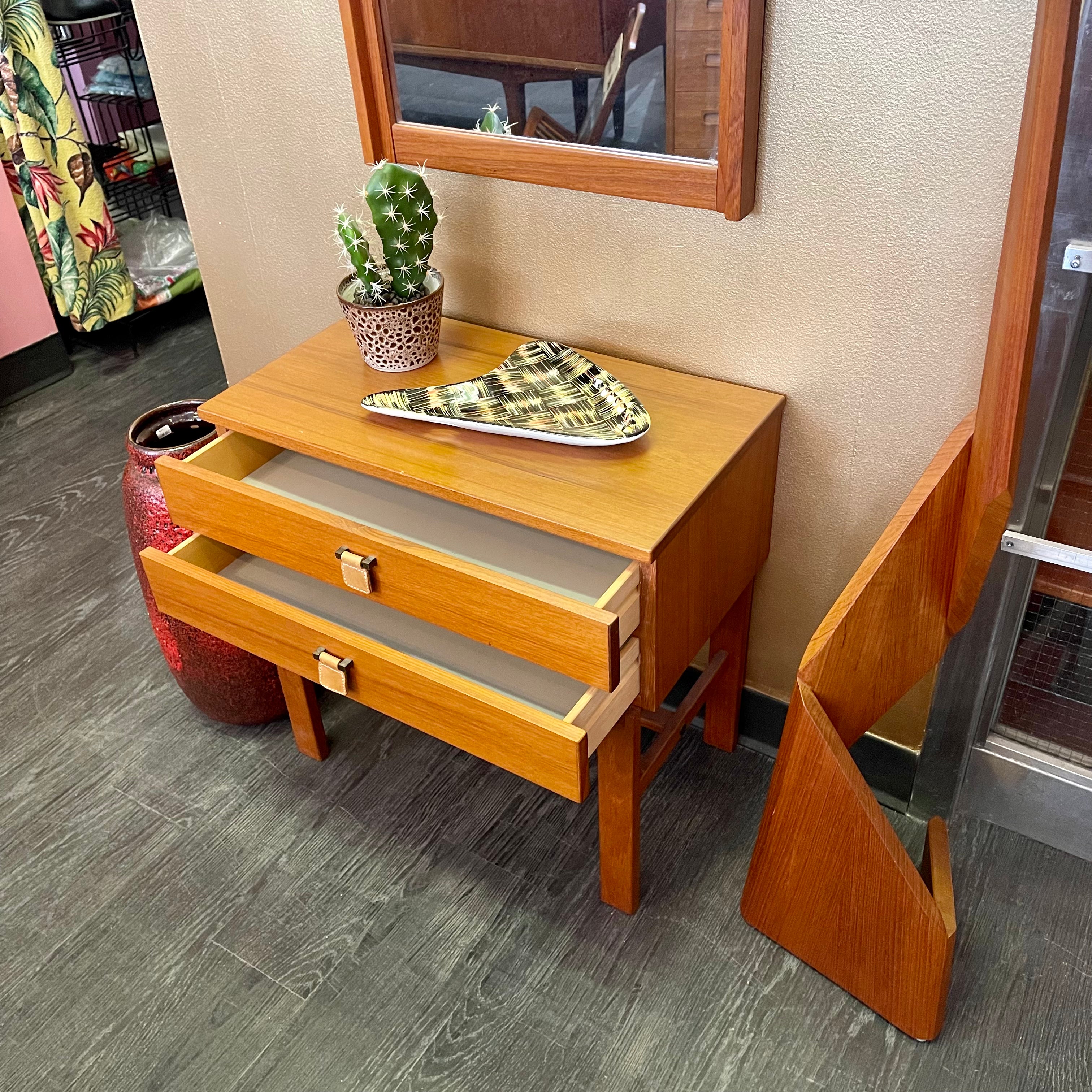 Midcentury Teak Mirror + Entranceway Consul Table Mansfield Vintage