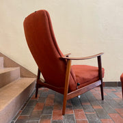 Vintage Afrormosia Teak Reclining Chair + Ottoman Mr. Mansfield Vintage