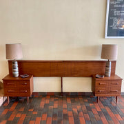 Vintage Viscol Victoriaville Walnut Headboard + Bedside Tables