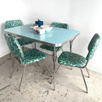1950s Flower Pattern Turquoise Table + Chair Set - Mr. Mansfield Vintage