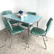 1950s Flower Pattern Turquoise Table + Chair Set - Mr. Mansfield Vintage