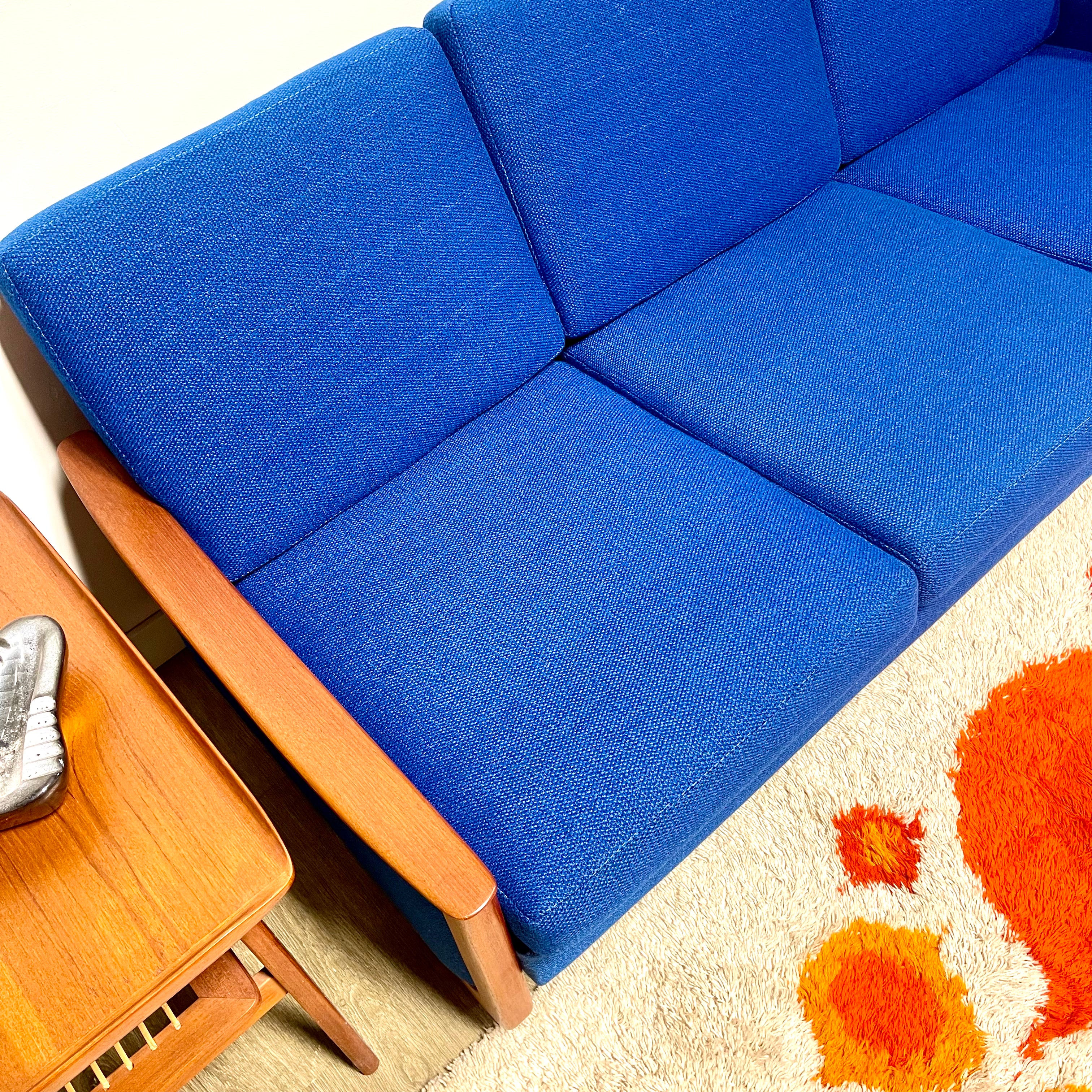 R. Huber Sofa + Original Royal Blue Upholstery + New Foam
