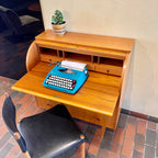 Teak Secretary Roll Top Desk - Mr. Mansfield Vintage
