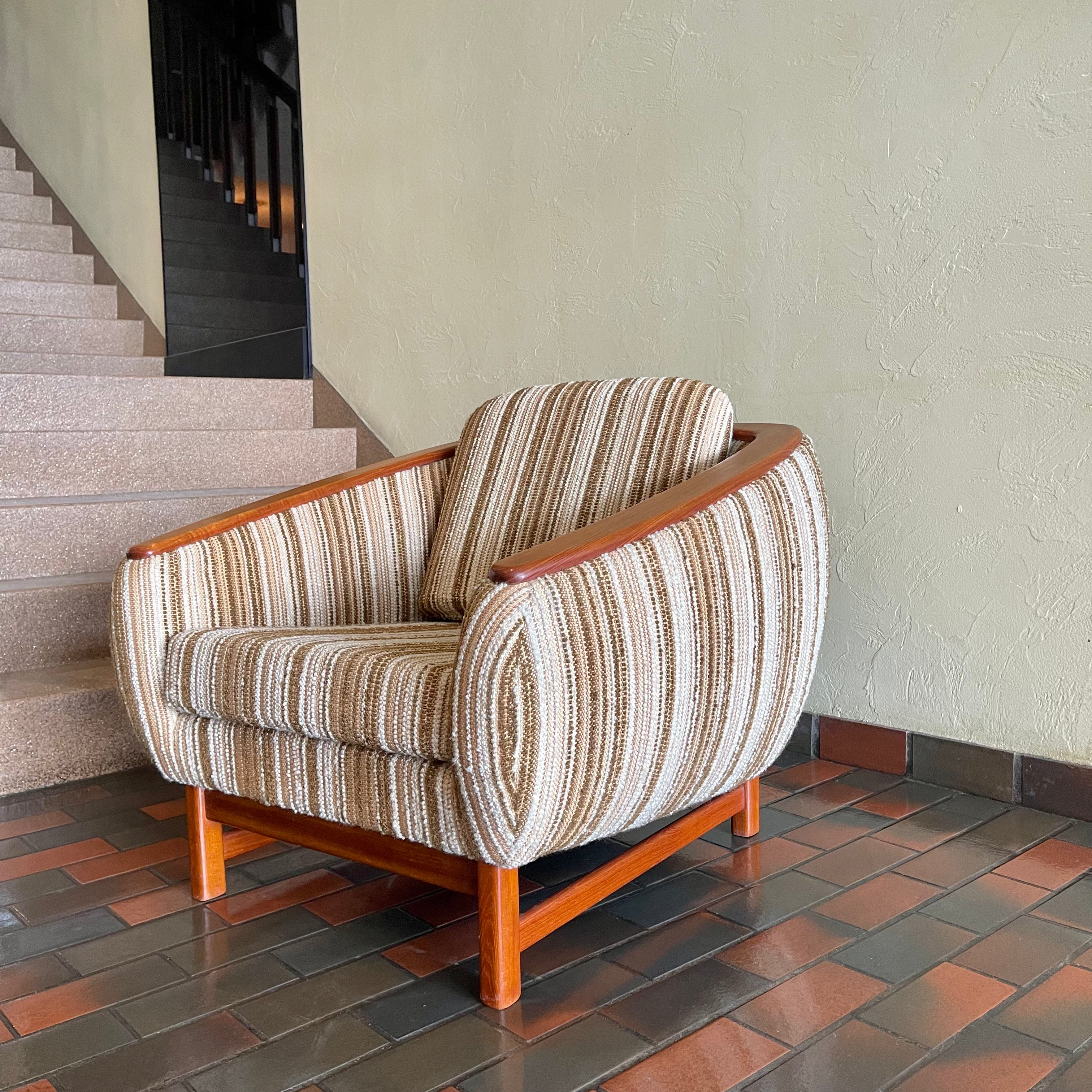Huber Barrel Back Teak Sofa and Lounge Chair