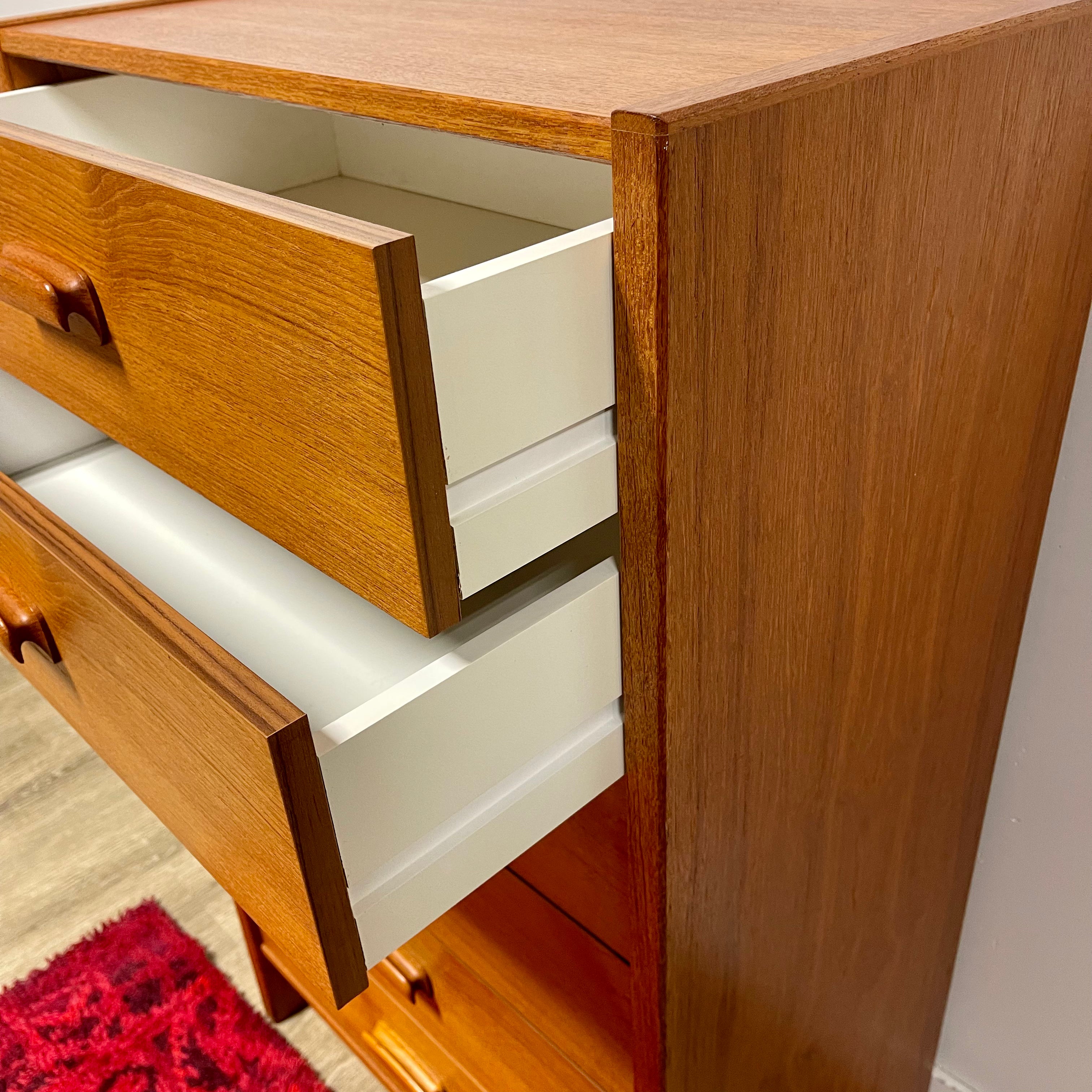 Teak 6 Drawer Tallboy Dresser - Mr. Mansfield Vintage