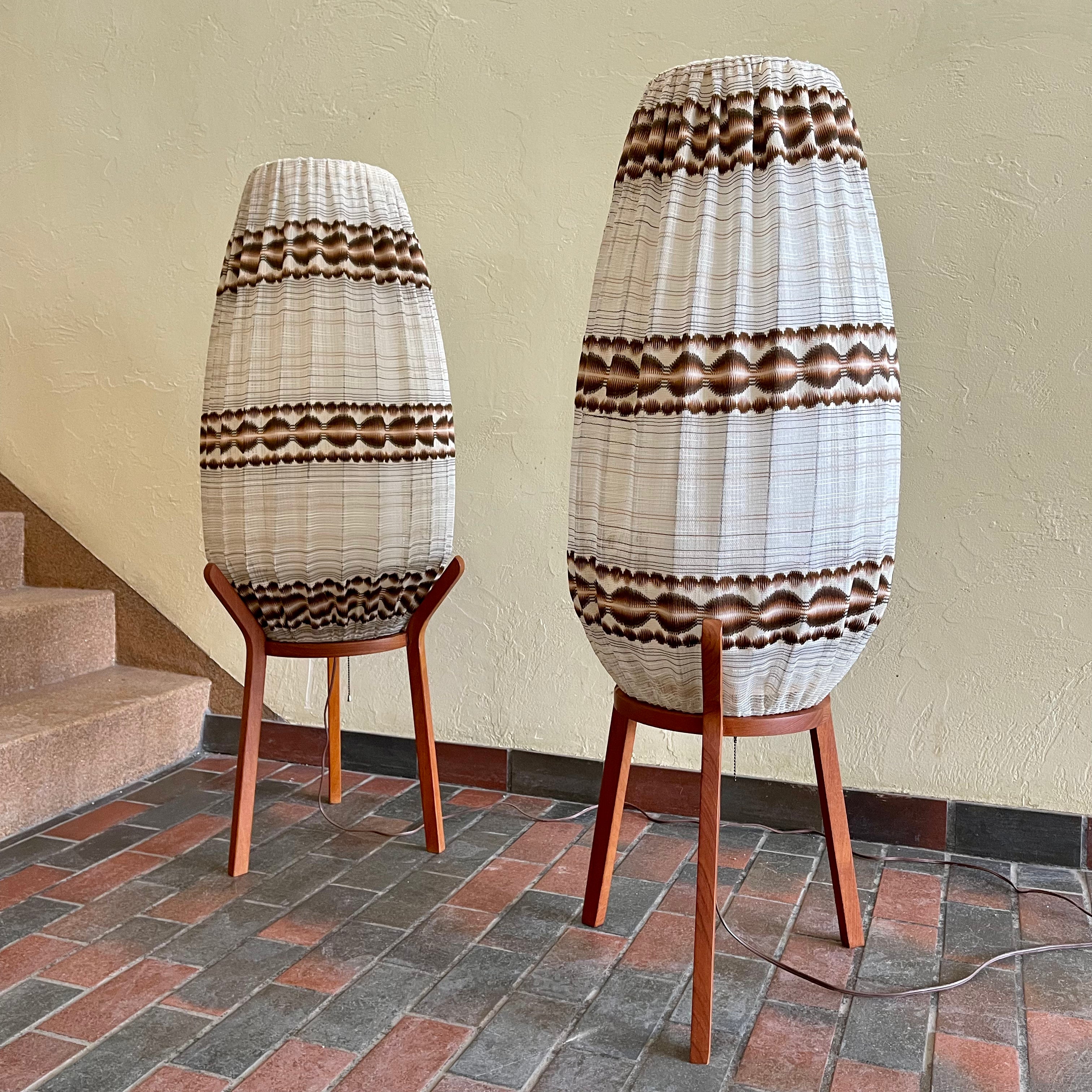 1960s Danish Teak Tripod Pod Floor Lamps