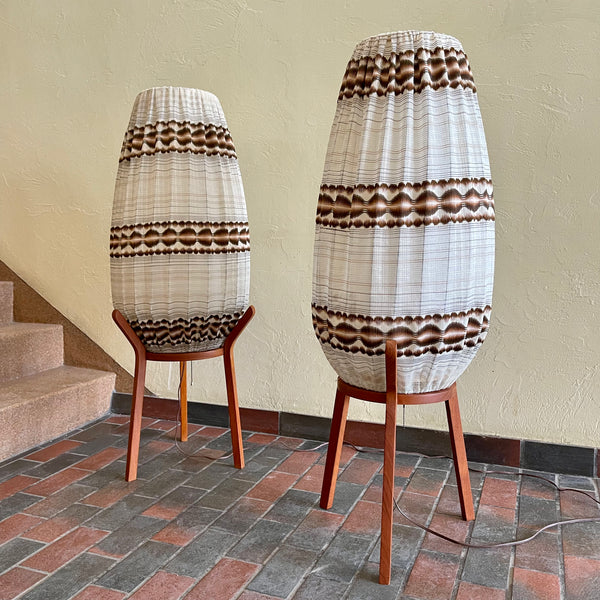 1960s Danish Teak Tripod Pod Floor Lamps