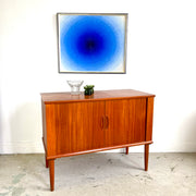 Danish Teak Tambour Door Bar/Record Cabinet