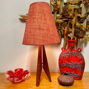 Midcentury Teak Tripod Rocket Table Lamp Mr. Mansfield Vintage