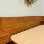Mid-Century Teak Queen Size Bed + Floating Nightstands Mr. Mansfield Vintage