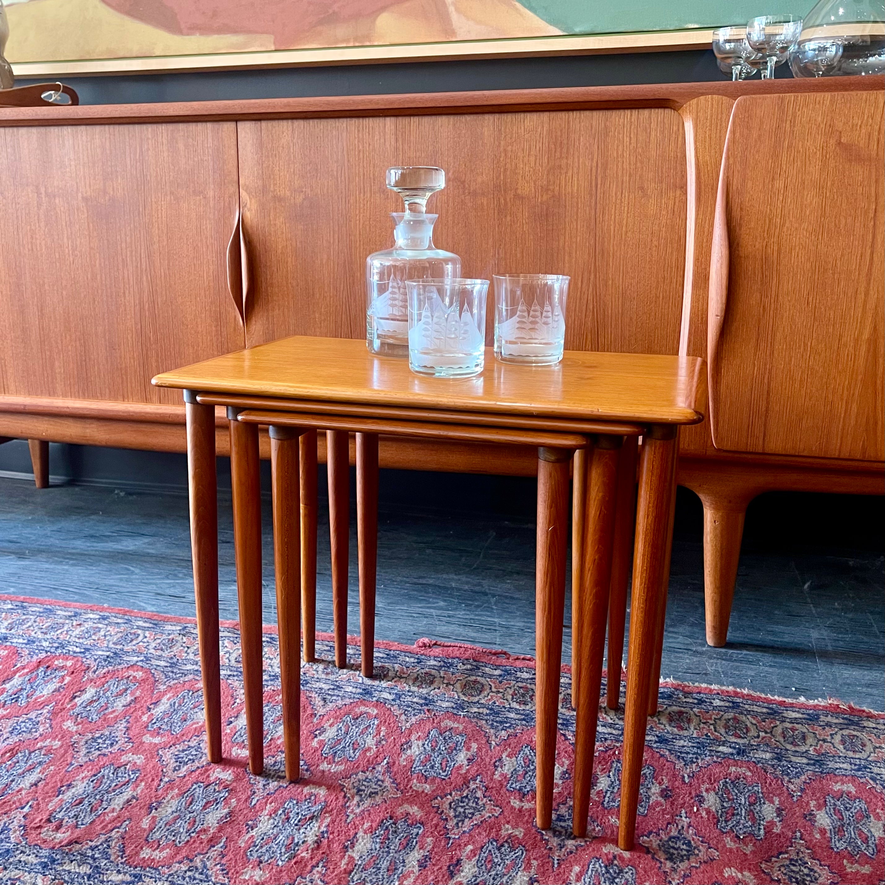 Midcentury Teak Nesting Tables Made in Denmark - Mr. Mansfield Vintage