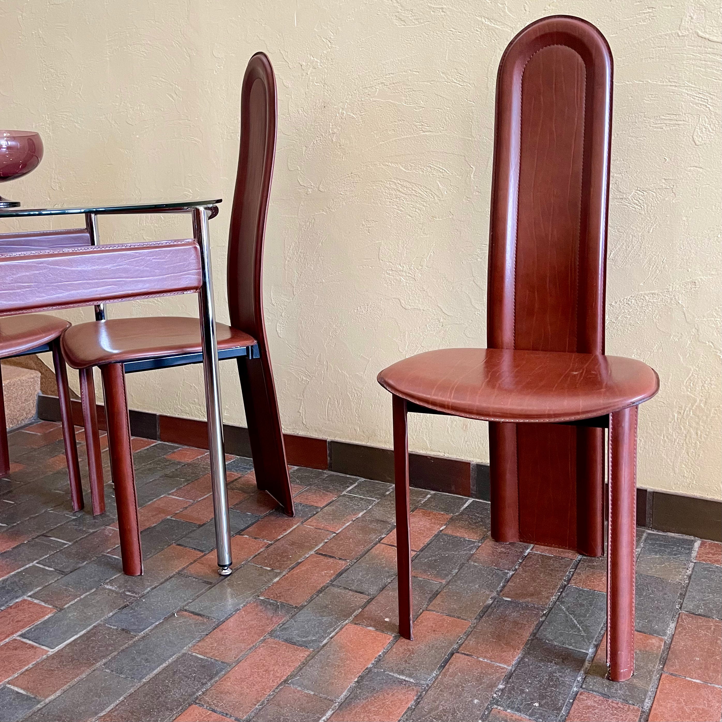 Italian Leather Chairs + Chrome + Leather Table - Mr. Mansfield Vintage