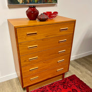 Teak 5 Drawer Tallboy Dresser - Mr. Mansfield Vintage