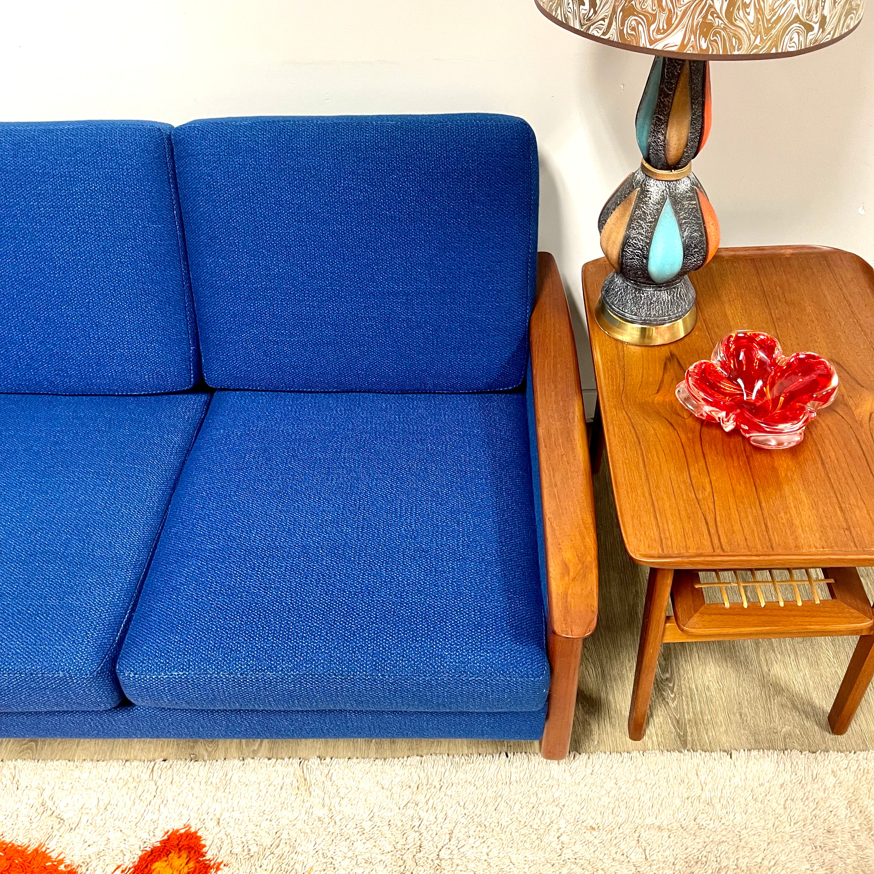 R. Huber Sofa + Original Royal Blue Upholstery + New Foam