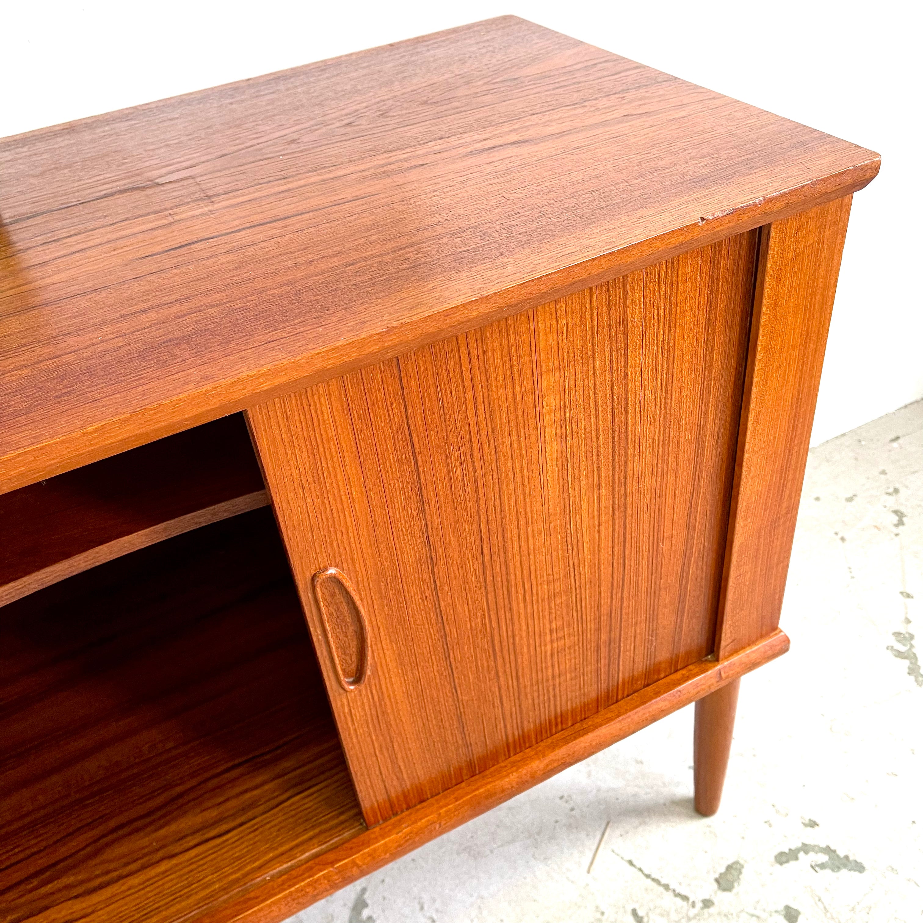 Danish Teak Tambour Door Bar/Record Cabinet