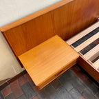 Mid-Century Teak Queen Size Platform Bed + Floating Nightstands Mansfield Vintage